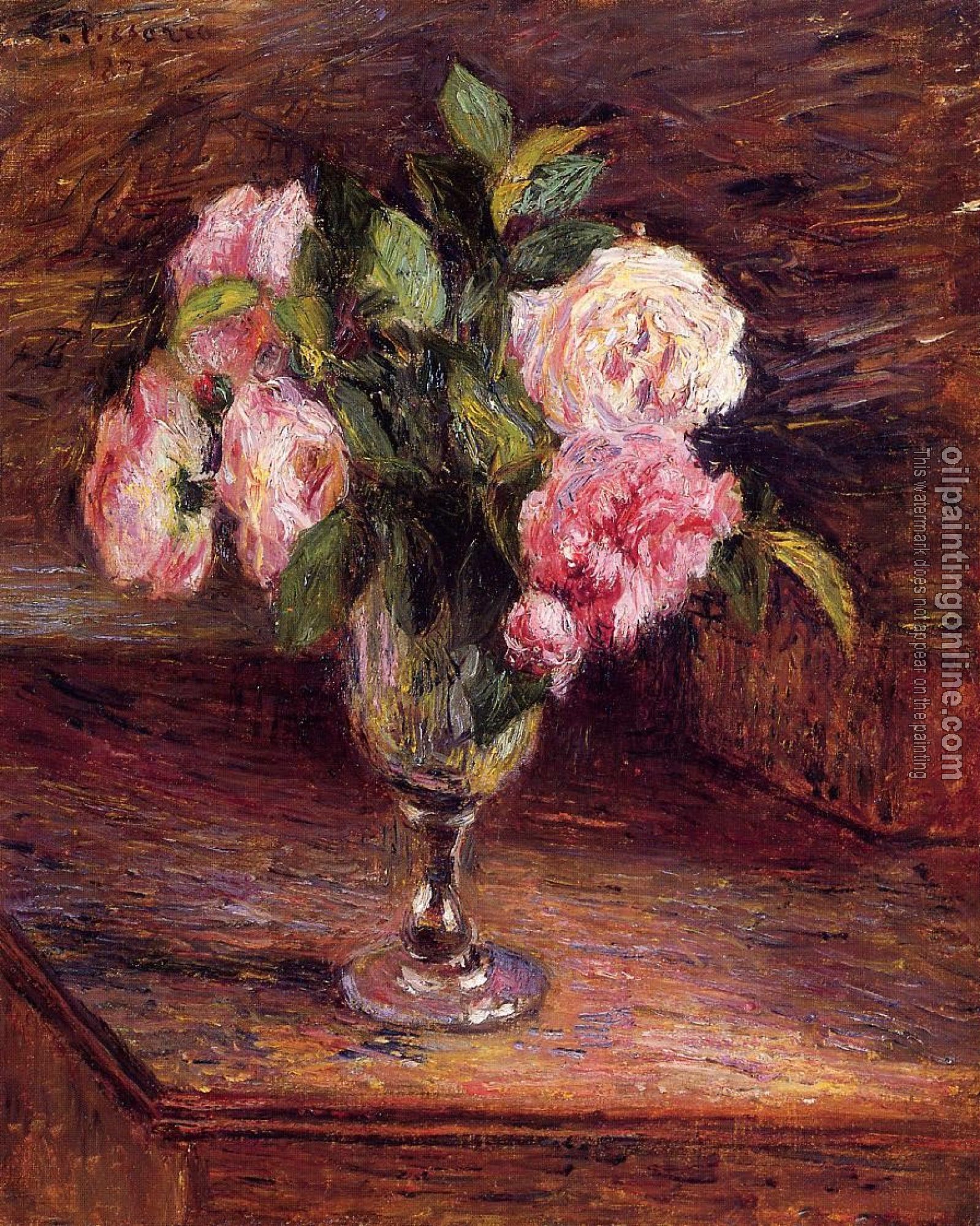 Pissarro, Camille - Roses in a Glass